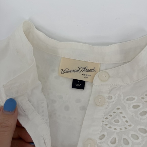 Universal Thread Sz S Eyelet Puff Balloon Sleeve‎ Mini Dress Cottagecore Peasant - Picture 6 of 8